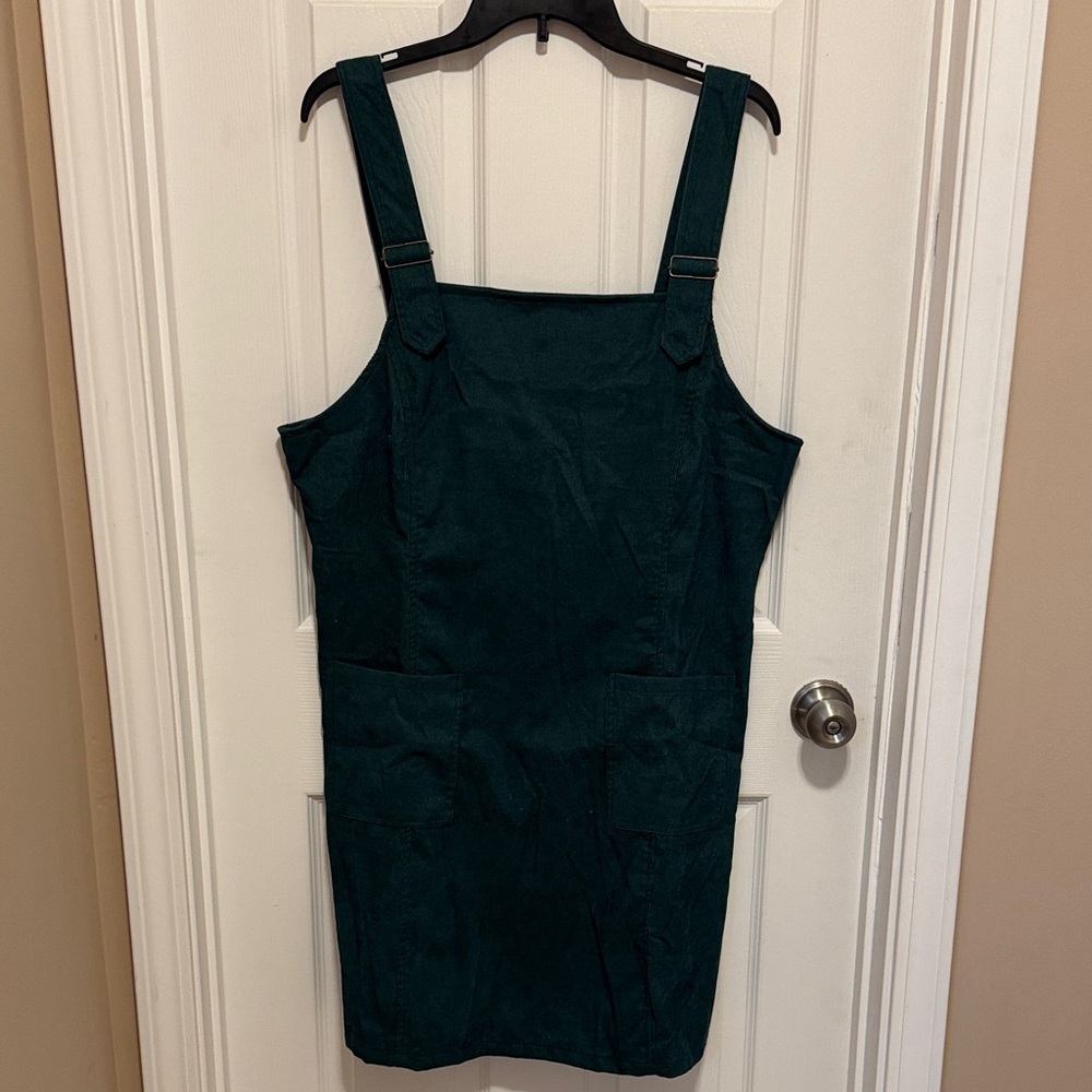 Mini Pinafore Dress in Dark Teal